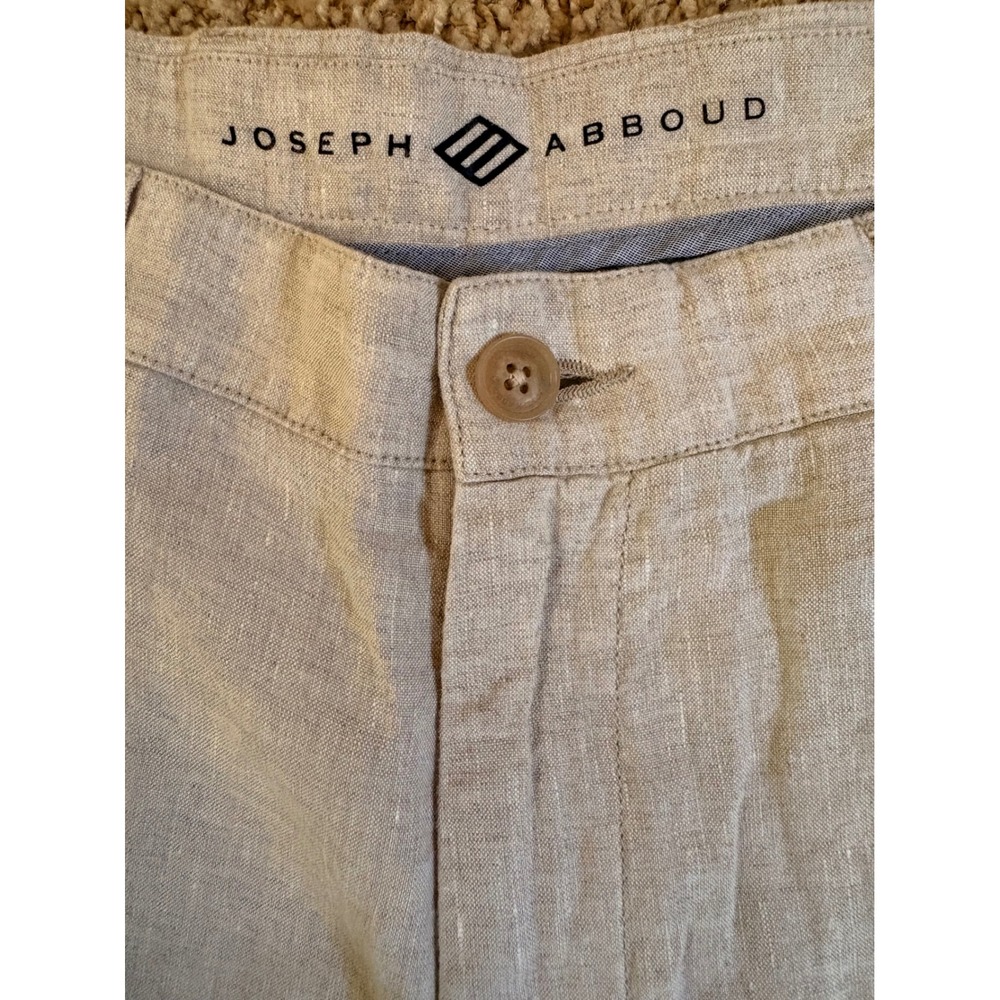 Joseph Abboud Mens 36 Beige 100% Linen Flat Front Casual Summer Shorts RN 77219